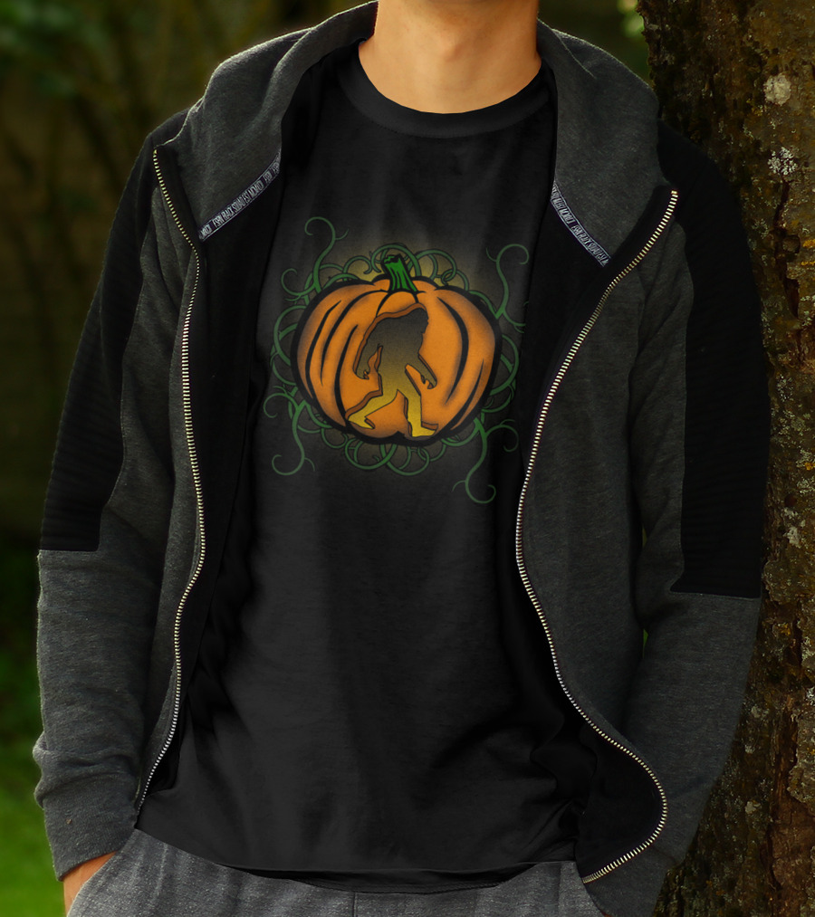 Bigfoot Sasquatch Pumpkin Carved Halloween Kids Dad29 T-Shirt