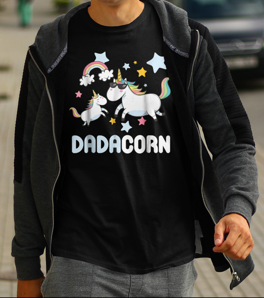 Dadacorn Unicorn With Stars And Rainbow T-Shirt