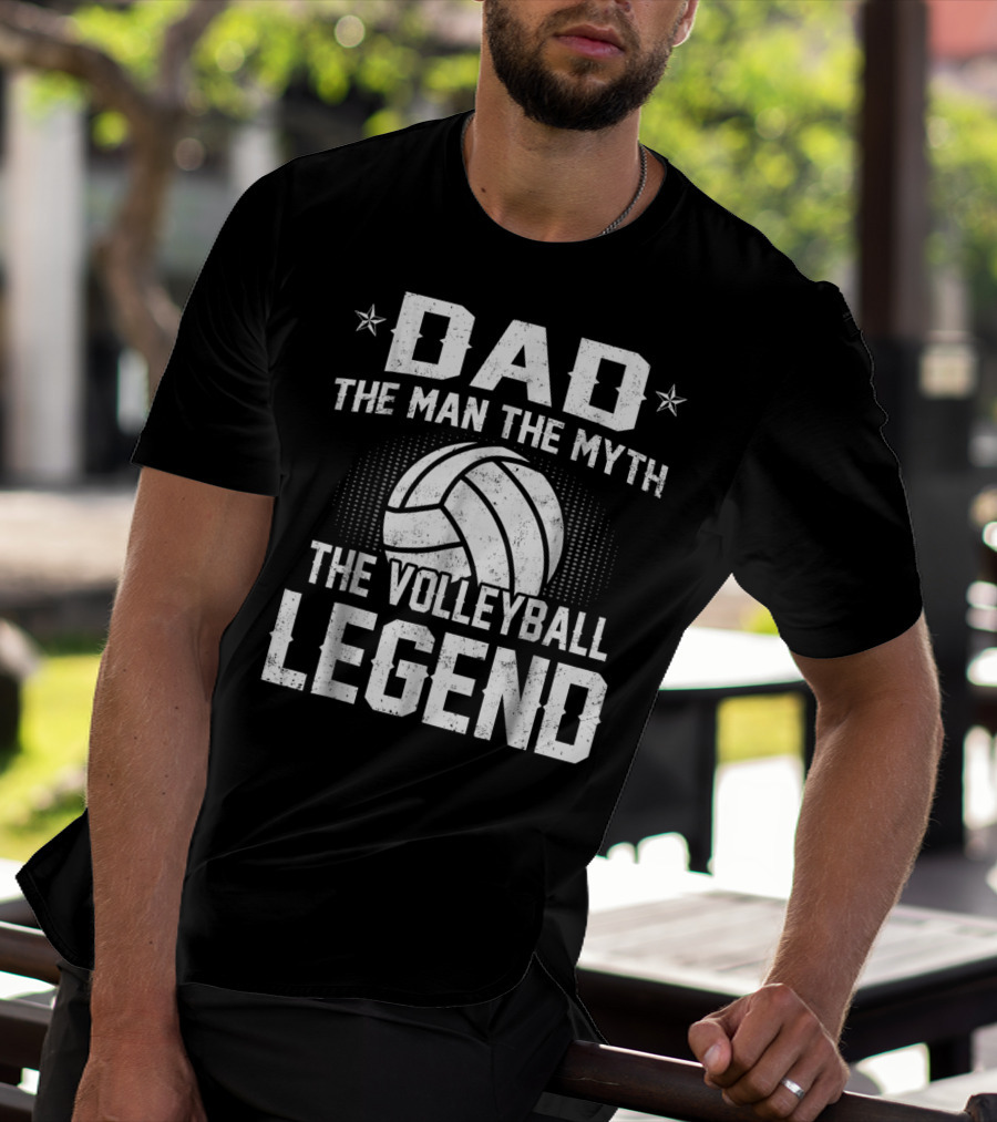 Dad The Man The Myth The Volleyball Legend Star Emblem T-Shirt