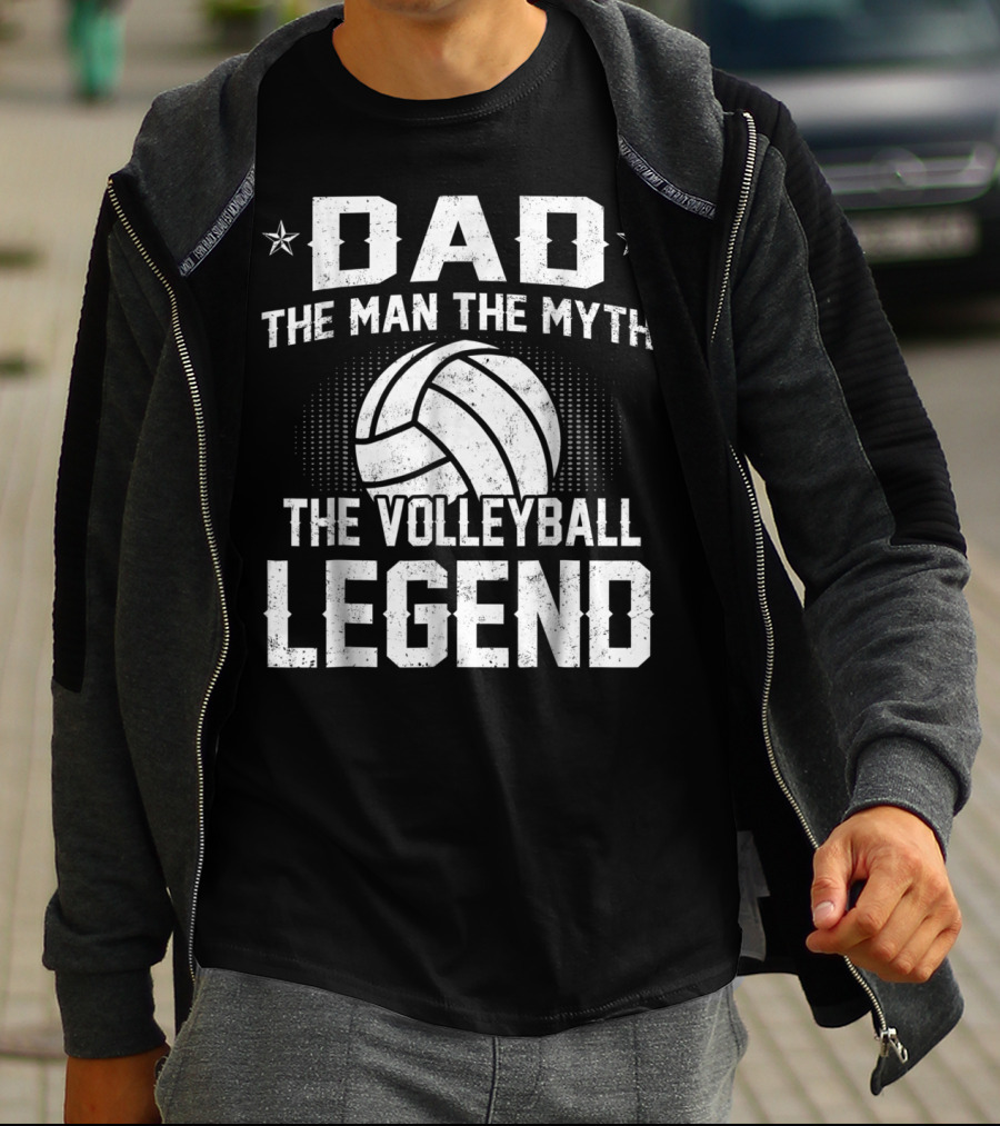 Dad The Man The Myth The Volleyball Legend Star Emblem T-Shirt