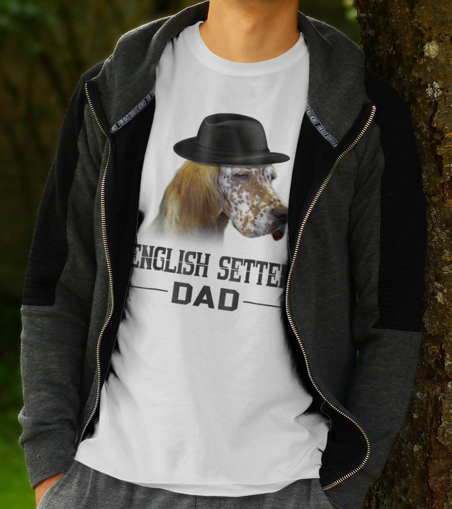English Setter Dad Dog Lovers With Hat T-Shirt