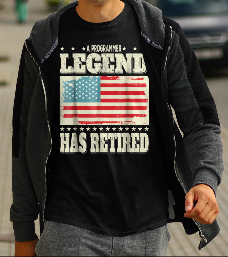 A Programmer Legend Has Retired USA Flag Retirement Dad Grandpa T-Shirt