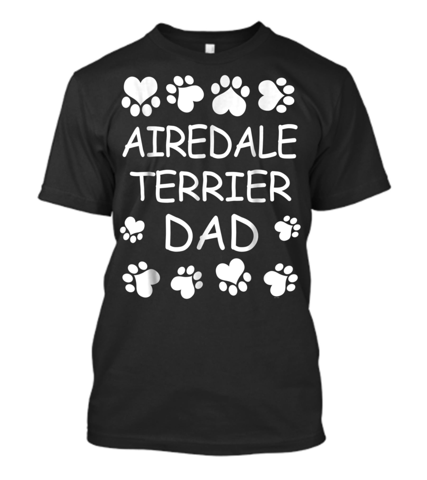 Airedale Terrier Dad Lovers Paw And Heart Holiday Birthday T-Shirt