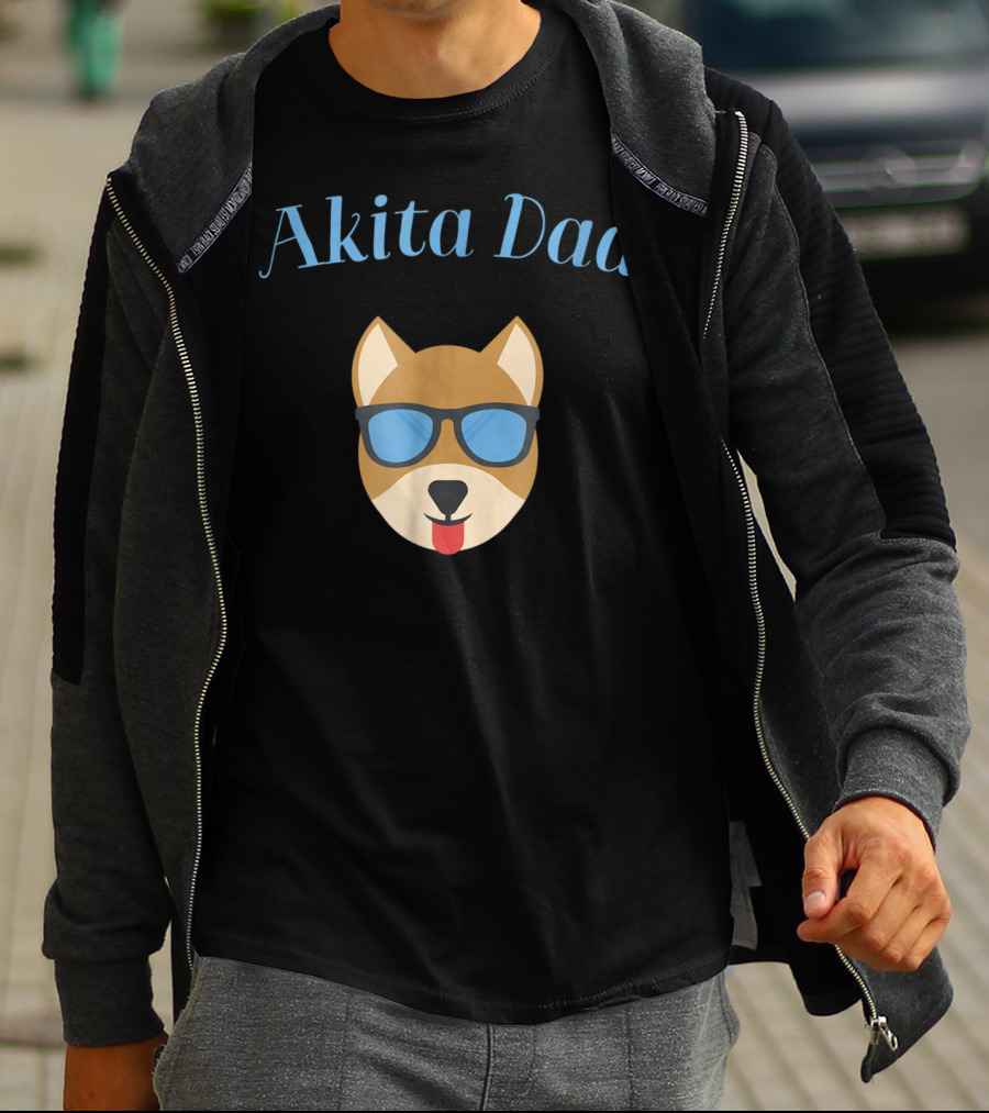 Akita Dad Sunglasses Dog Bark For Puppy Love And Fur Babies56 T-Shirt