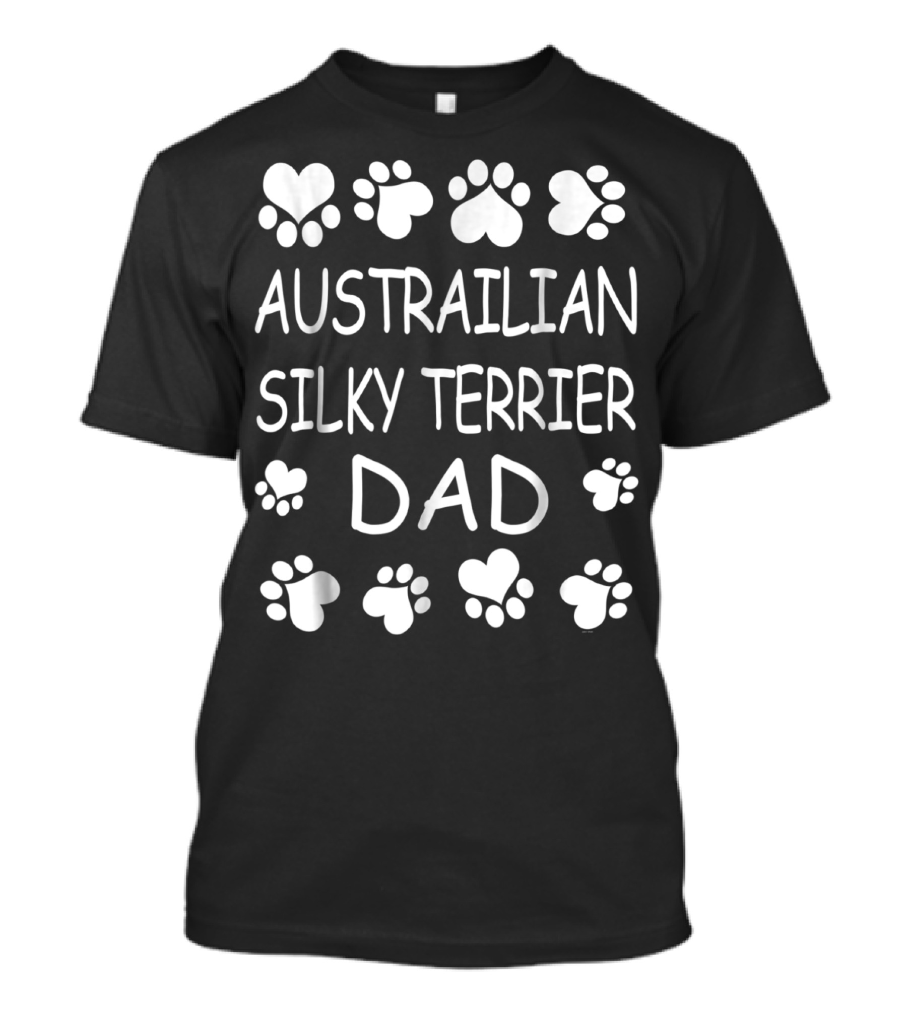 Australian Silky Terrier Dad Paw Lover Hearts T-Shirt