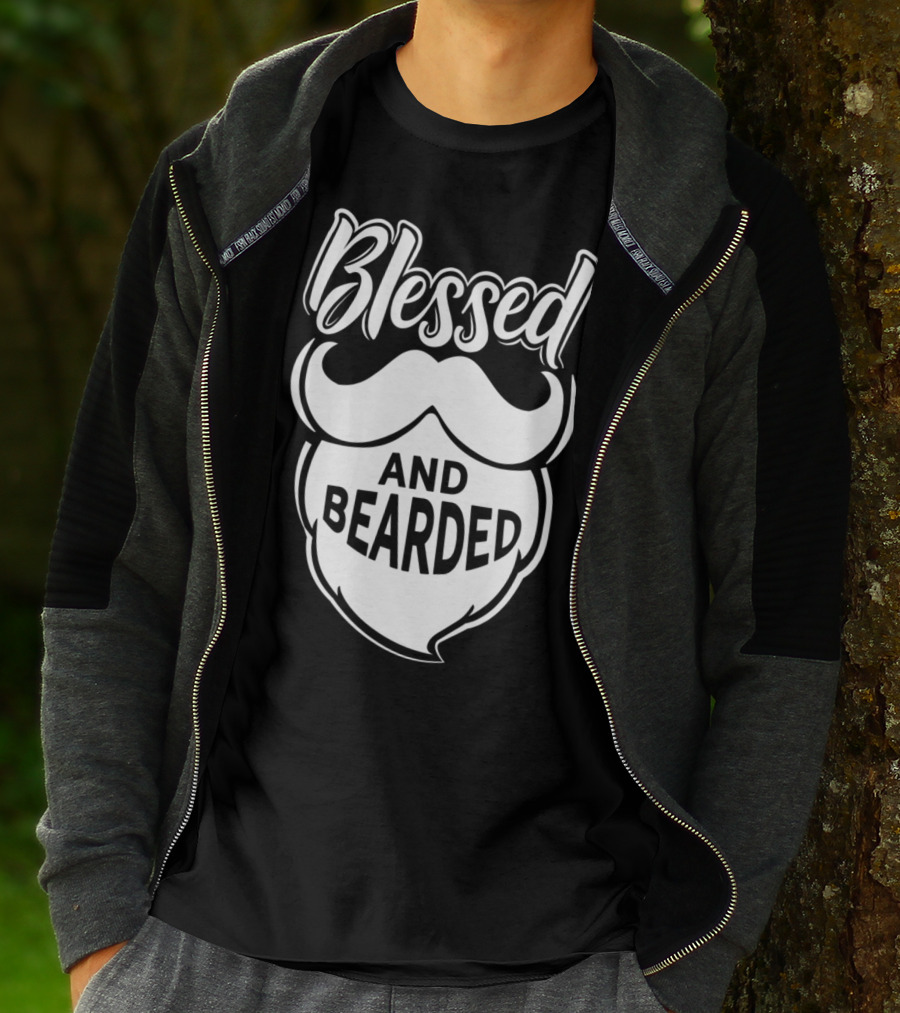 Blessed And Bearded Funny Dad Beard Men T-Shirt
