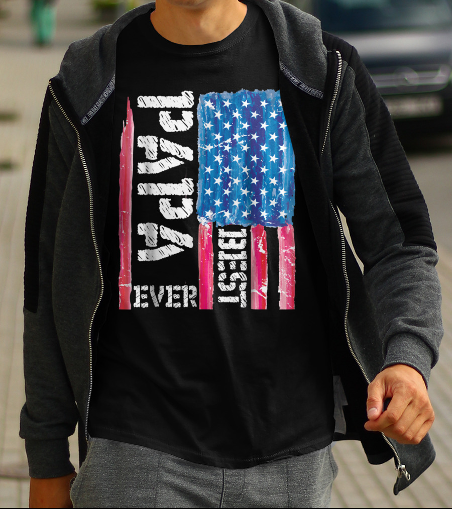 Best Papa Ever Distressed American Flag T-Shirt