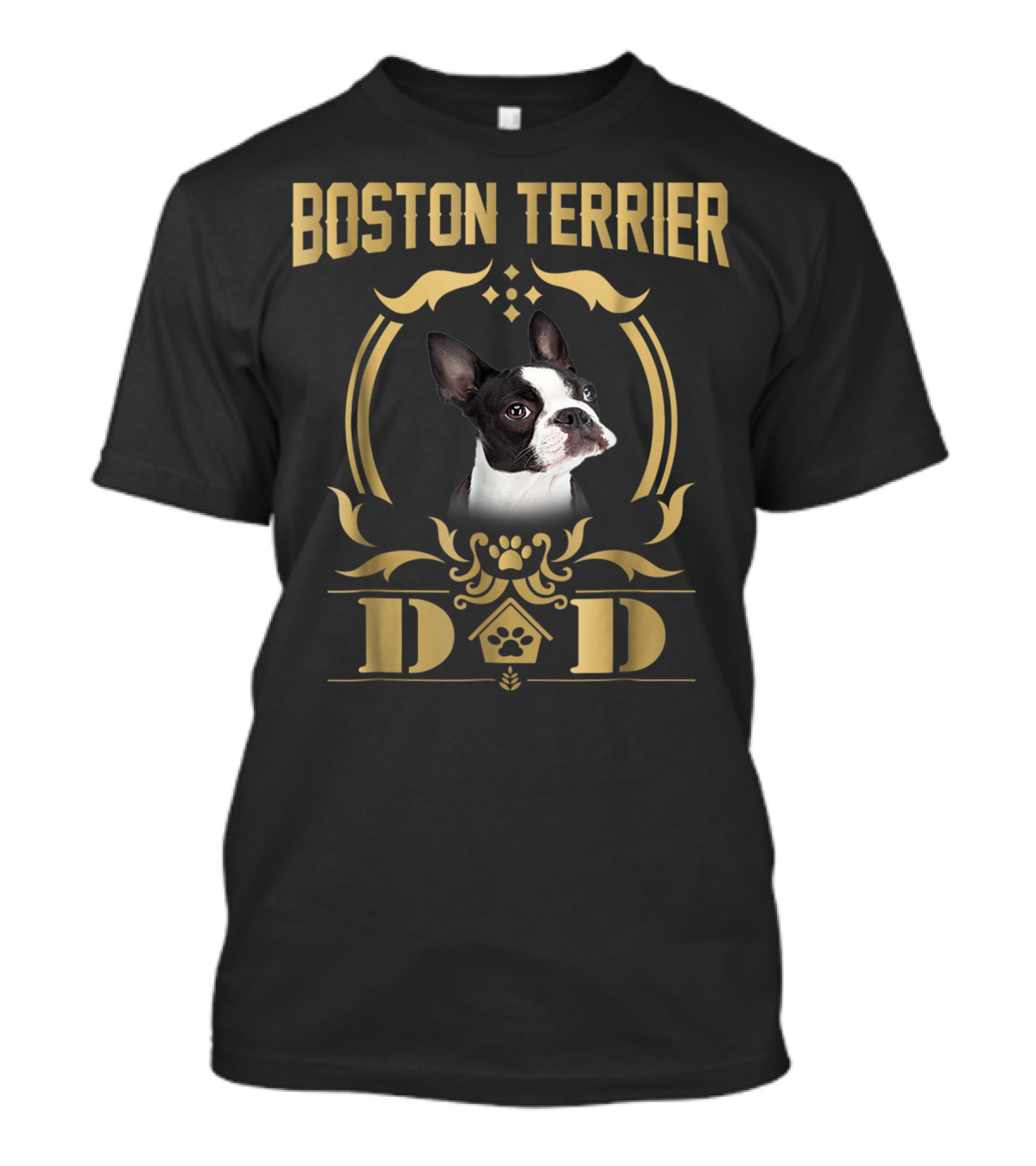 Boston Terrier Dad Pet Lover Gold T-Shirt