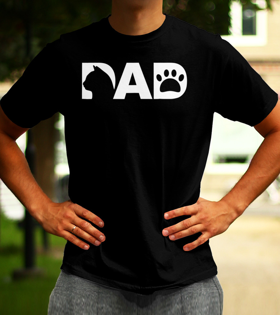 Cat Dad Silhouette Paw Funny Dy23 T-Shirt