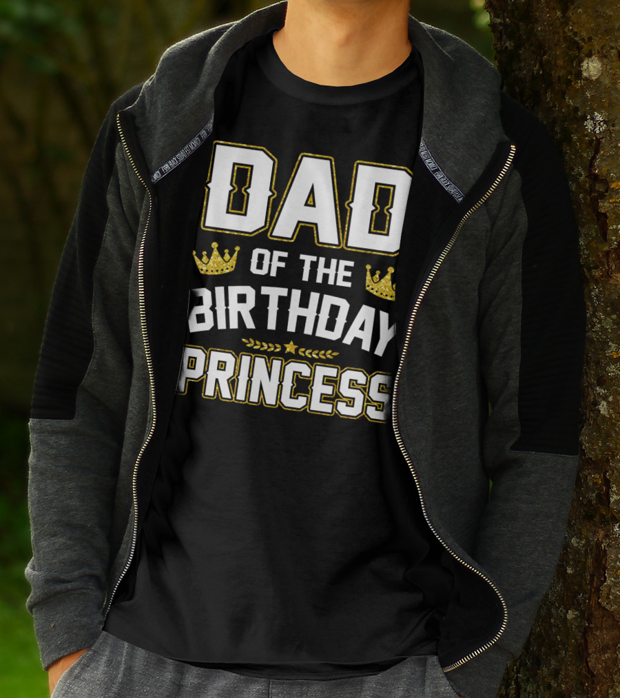 Dad Of The Birthday Princess Golden Crown T-Shirt