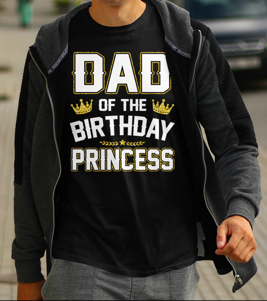 Dad Of The Birthday Princess Golden Crown T-Shirt