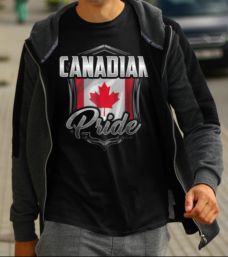 Canadian Pride Dad Family Heritage Roots90 Maple Leaf Shield T-Shirt