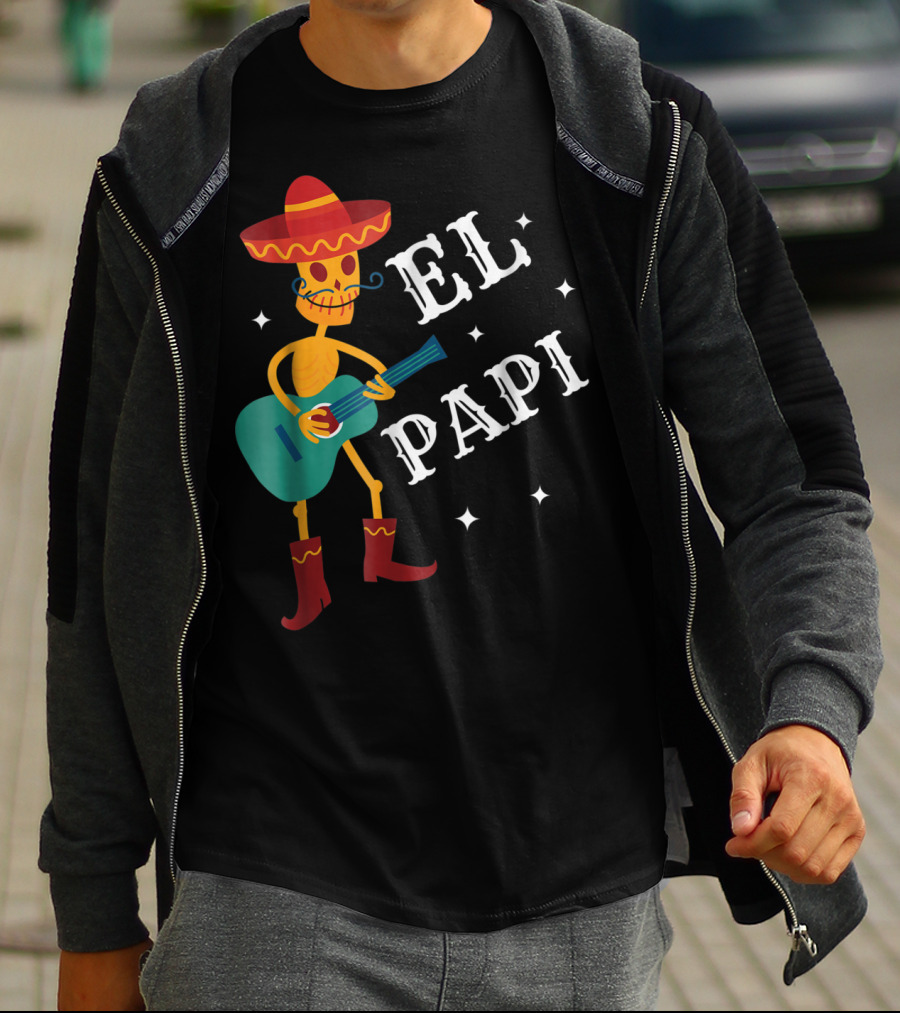 El Papi Cinco De Mayo Skeleton With Sombrero And Guitar Birthday 62 T-Shirt
