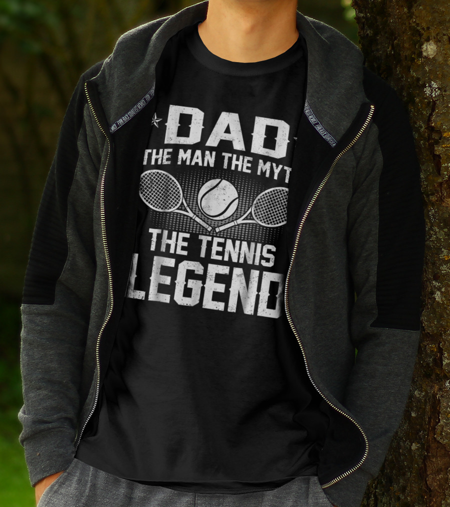 Dad The Man The Myth The Tennis Legend With Tennis Rackets And Ball T-Shirt