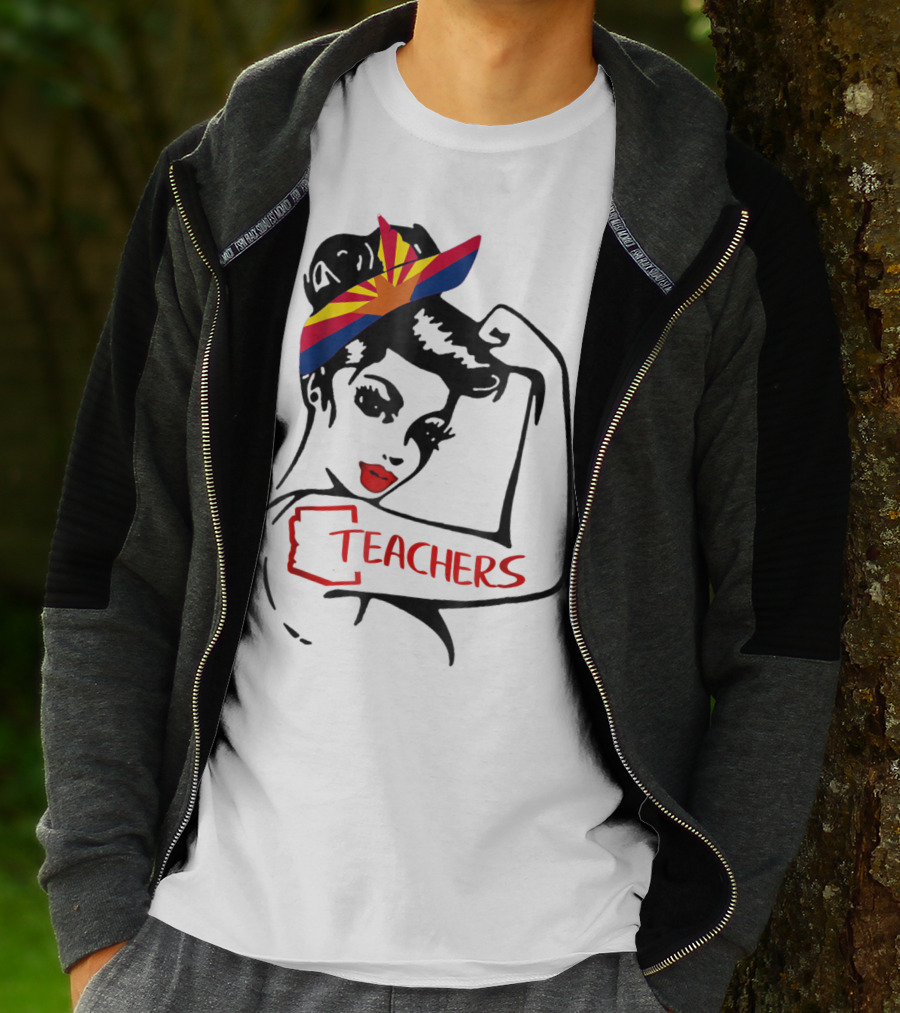 Arizona RedForEd Teachers Rosie The Riveter Dad Teachers57 T-Shirt