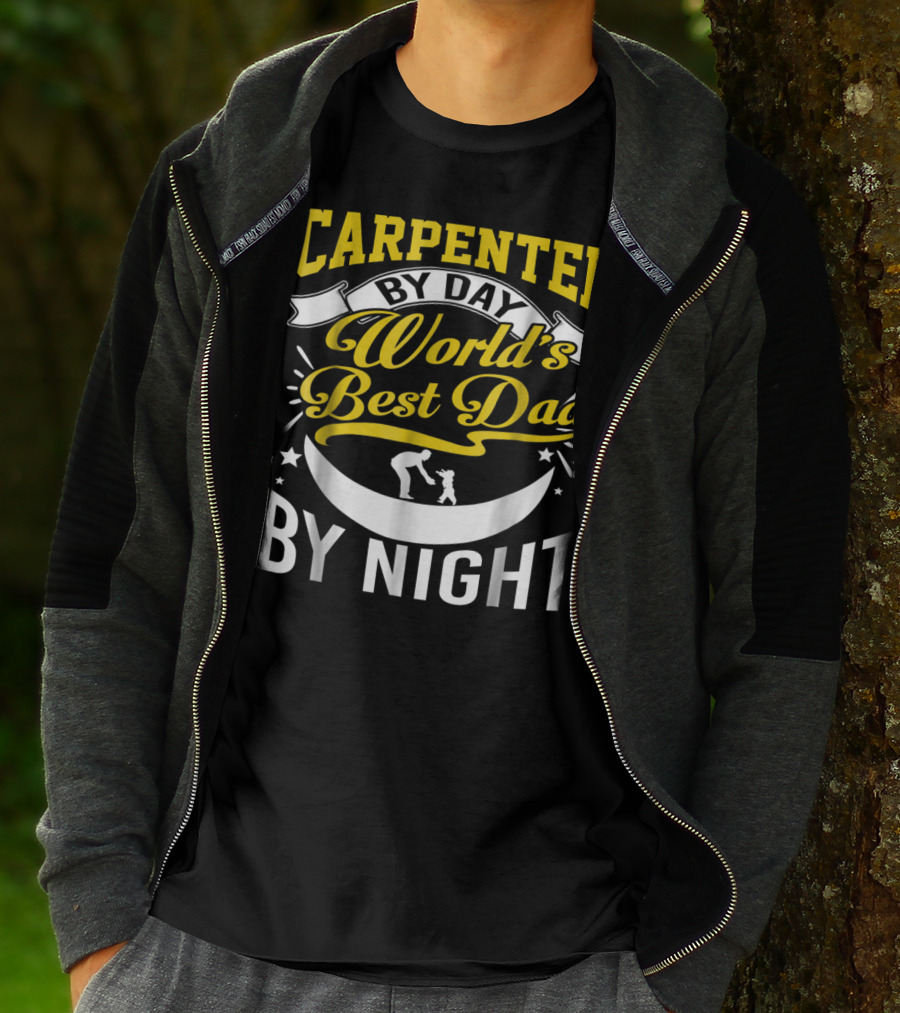 Carpenter By Day World's Best Dad By Night Moon And Stars T-Shirt