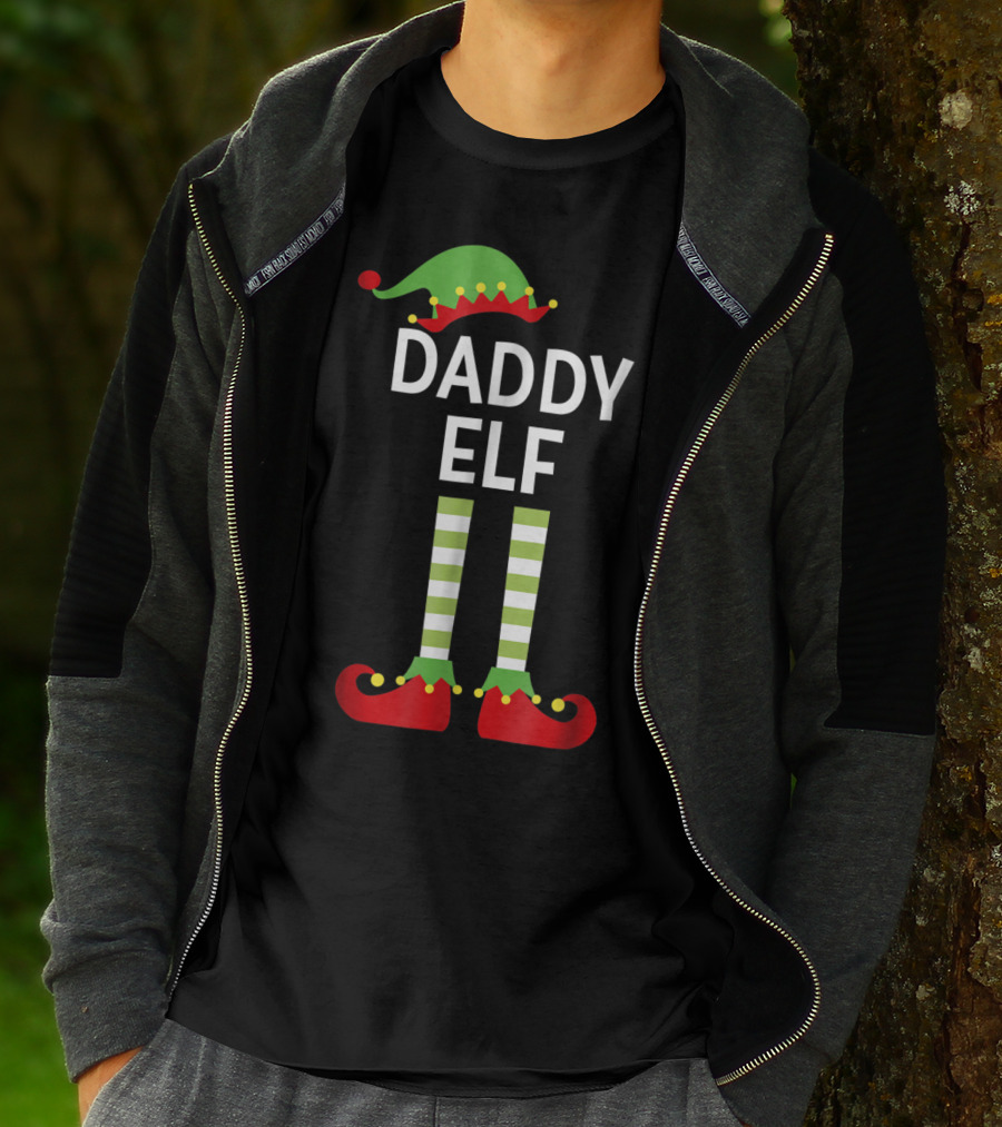 Daddy Elf Dad Cute Matching Family Christmas Elves Hat And Shoes T-Shirt
