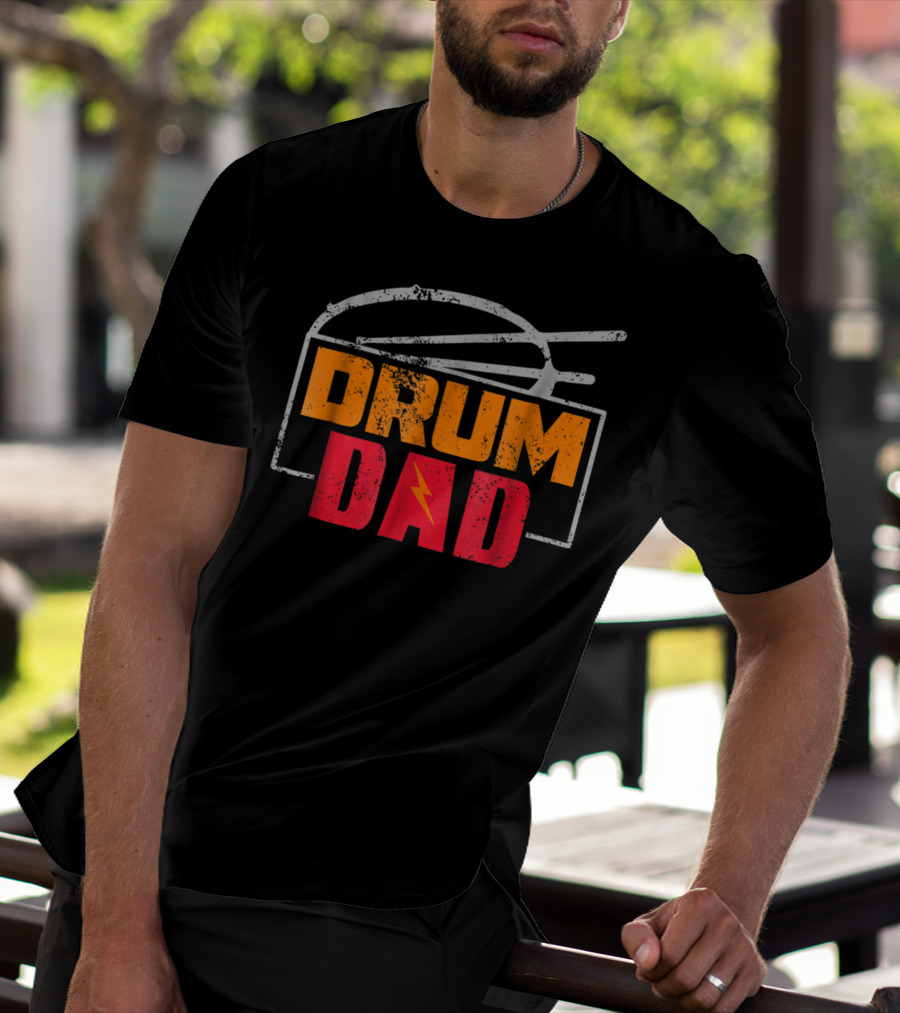 Distressed Drum Drum Dad Drumming Sticks Electric Bolt T-Shirt