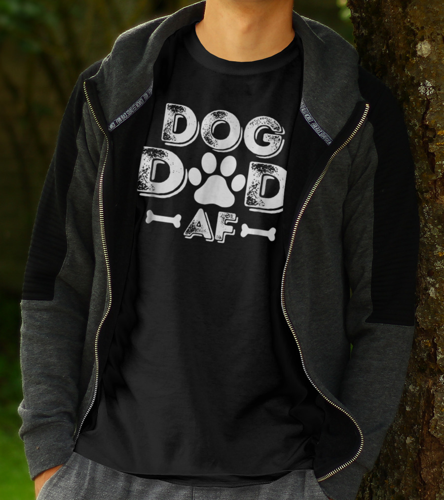 Dog Dad AF Paw Print Bone Graphic Dog Lover Dog Daddy T-Shirt