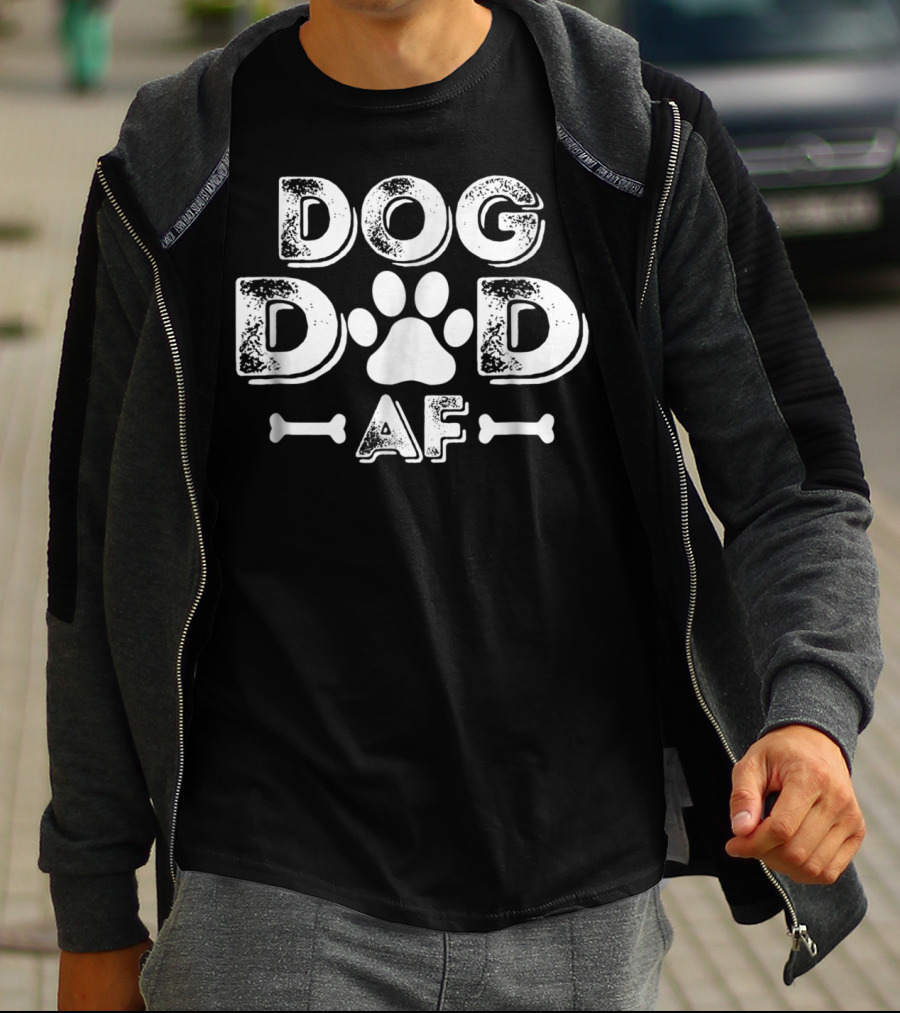 Dog Dad AF Paw Print Bone Graphic Dog Lover Dog Daddy T-Shirt