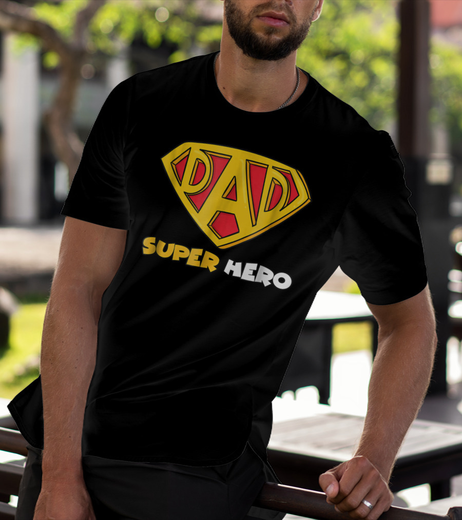 DAD Superhero Iconic Symbol Bold Text Superman T-Shirt
