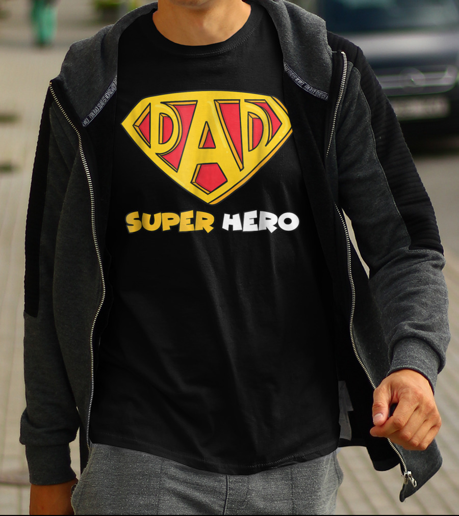 DAD Superhero Iconic Symbol Bold Text Superman T-Shirt