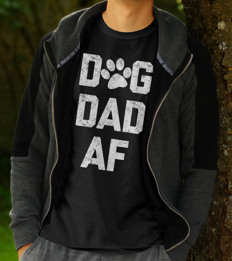 DOG DAD AF Paw Prints T-Shirt