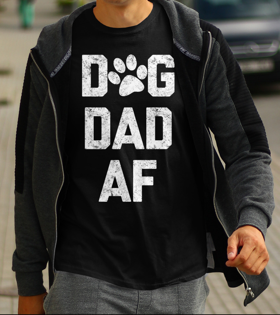 DOG DAD AF Paw Prints T-Shirt