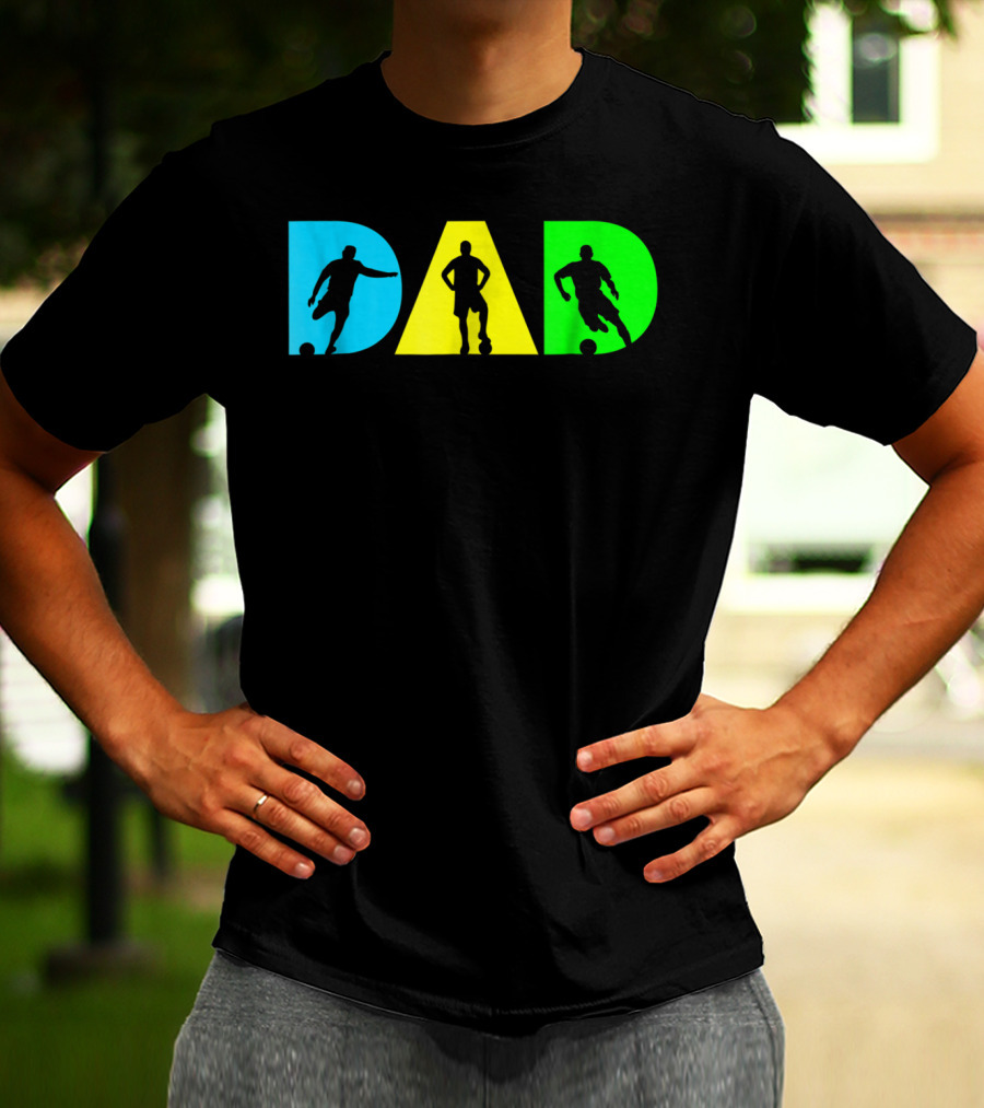 Dad Silhouettes Soccer Graphic For New Father Funny Dad Soccer T-Shirt