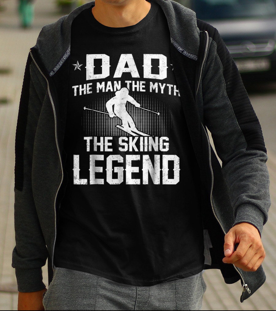 Dad The Man The Myth The Skiing Legend Ski Motif With Stars T-Shirt