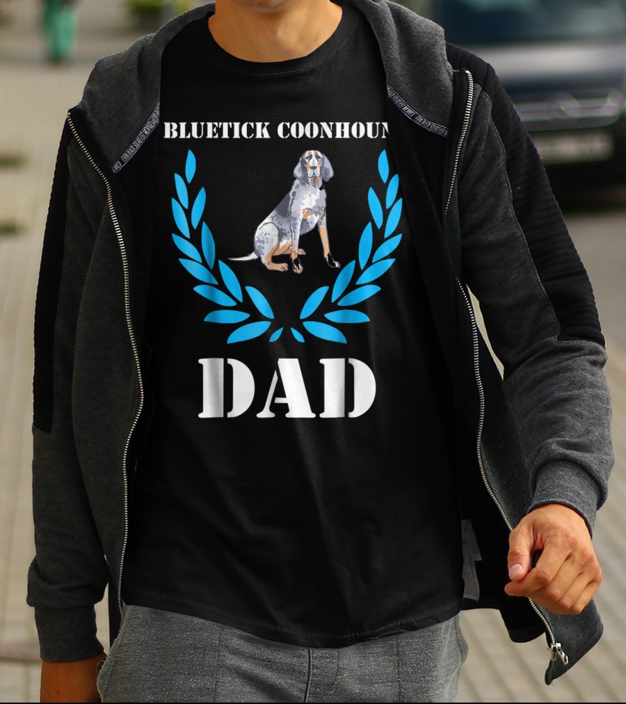 Bluetick Coonhound Dad Laurel Wreath Dog T-Shirt