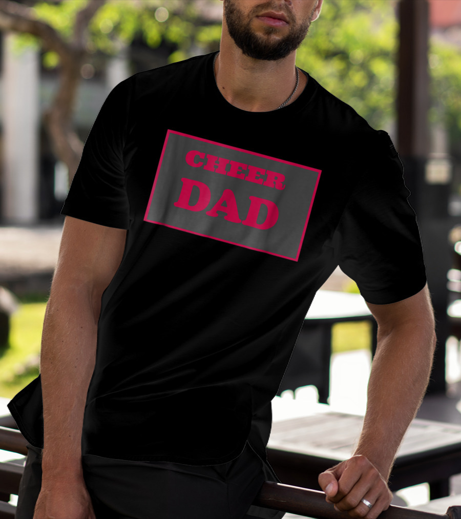 CHEER DAD Pink Block Letters T-Shirt