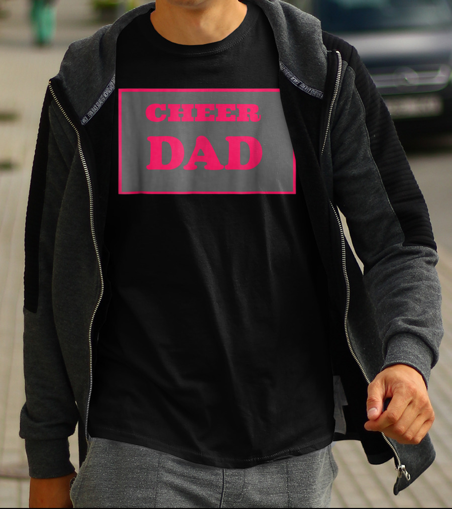CHEER DAD Pink Block Letters T-Shirt