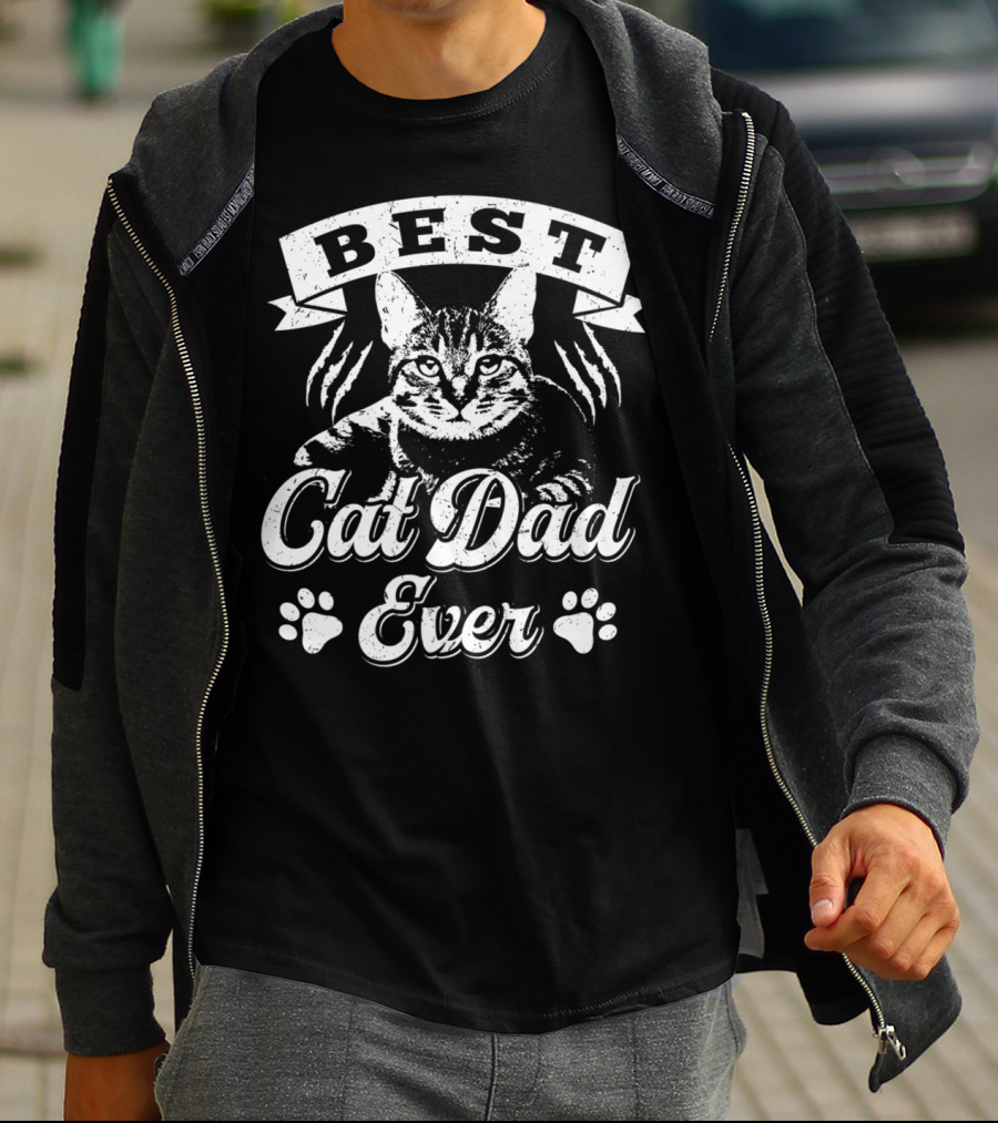 Best Cat Dad Ever Father's Shirt Awesome Cat Mens T-Shirt