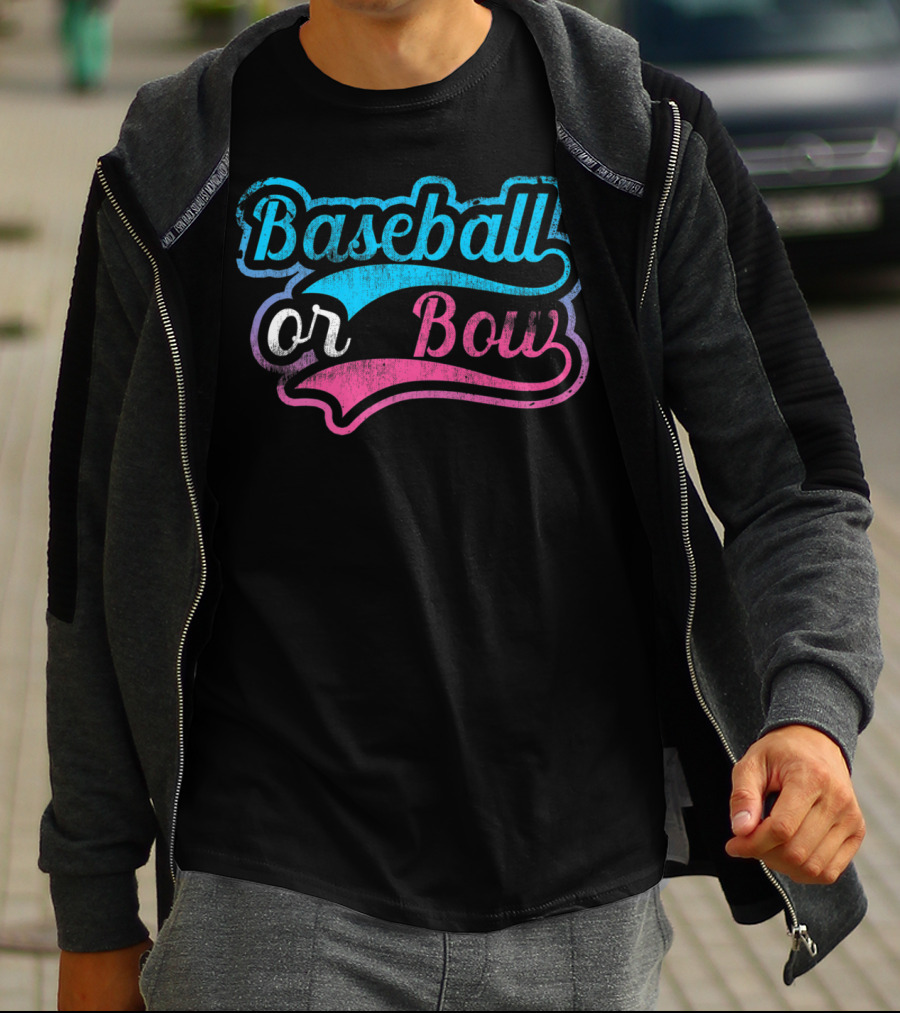 Baseball Or Bow Pregnancy Gender Reveal Baby T-Shirt