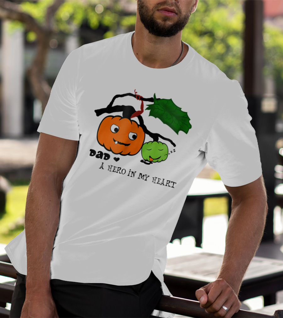 Dad A Hero In My Heart Pumpkin Halloween T-Shirt