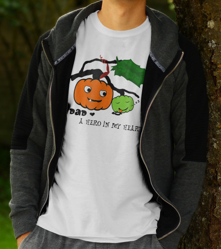 Dad A Hero In My Heart Pumpkin Halloween T-Shirt