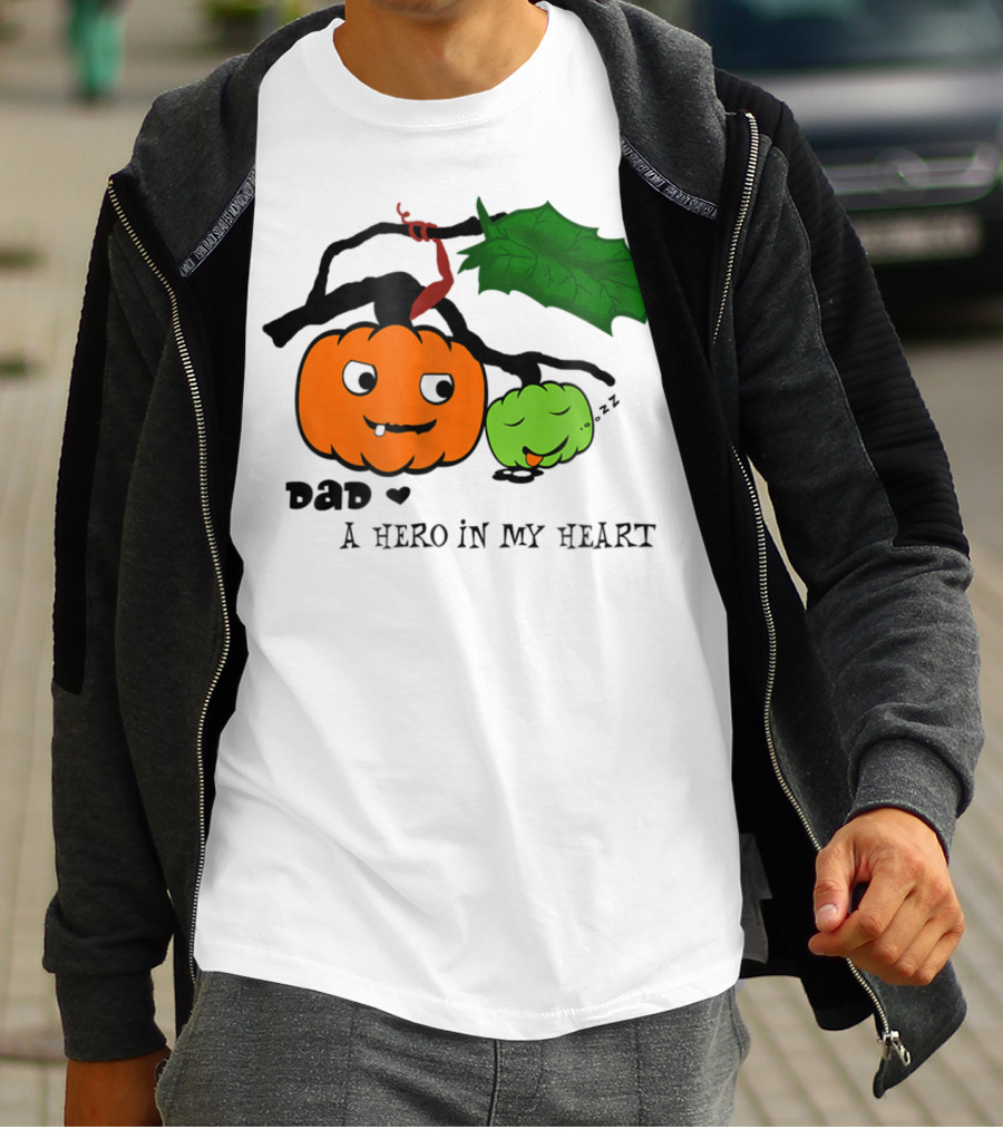 Dad A Hero In My Heart Pumpkin Halloween T-Shirt