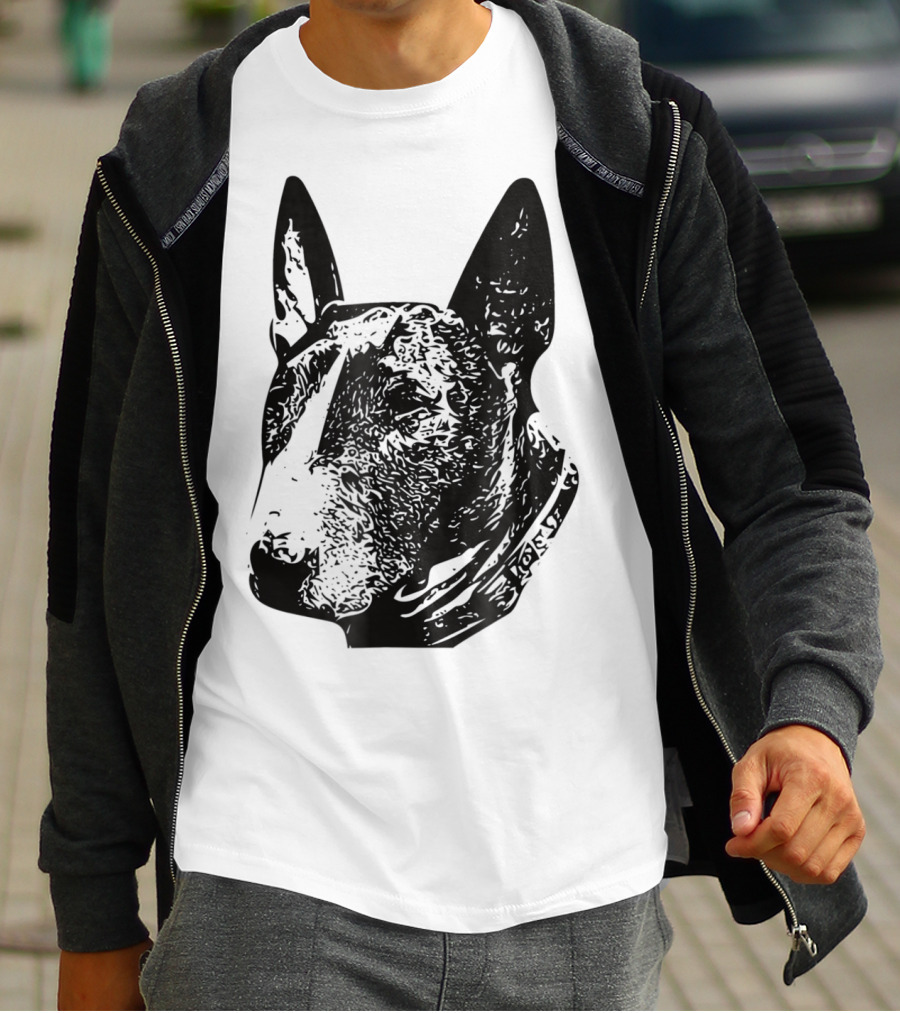 Brindle Bull Terrier Dog Mom Or Dad Head T-Shirt