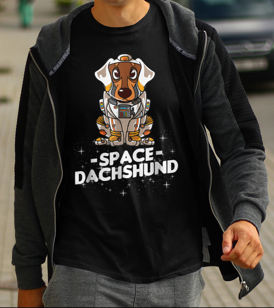 Space Dachshund In Christmas Suit T-Shirt