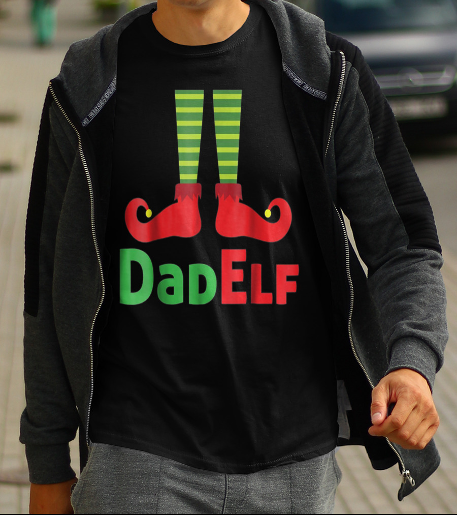 Dad Elf Christmas Family Matching Pajama Party T-Shirt