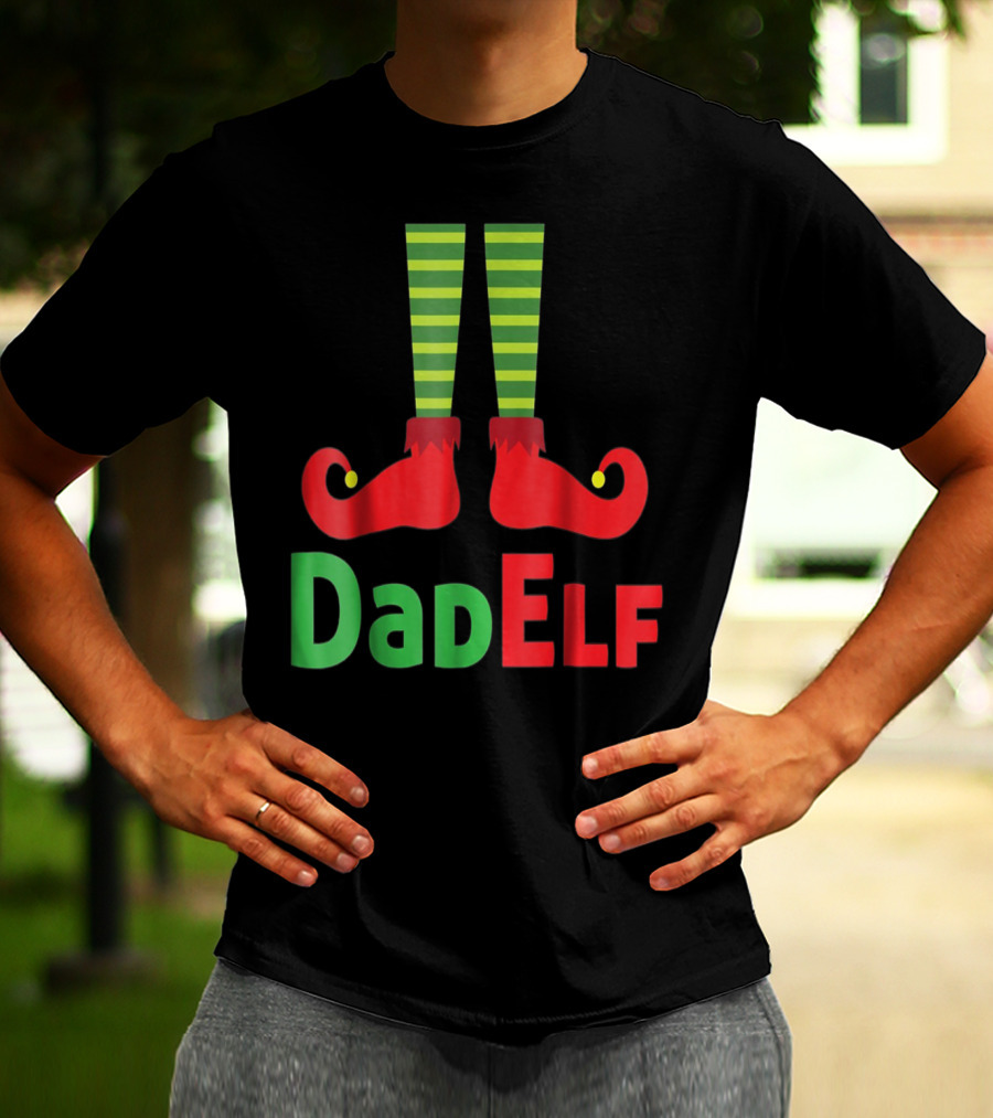 Dad Elf Christmas Family Matching Pajama Party T-Shirt
