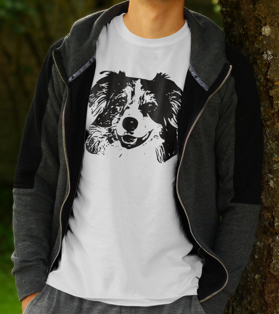 Australian Shepherd Dog Mom Or Dad Happy Face T-Shirt