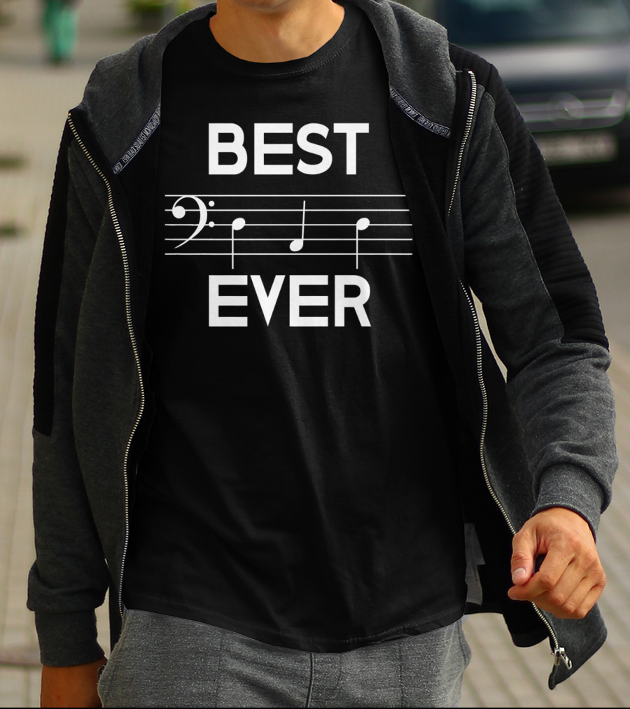 BEST DAD EVER MUSIC BASS CLEF NOTE CLEF STAFF COMPOSITION T-Shirt
