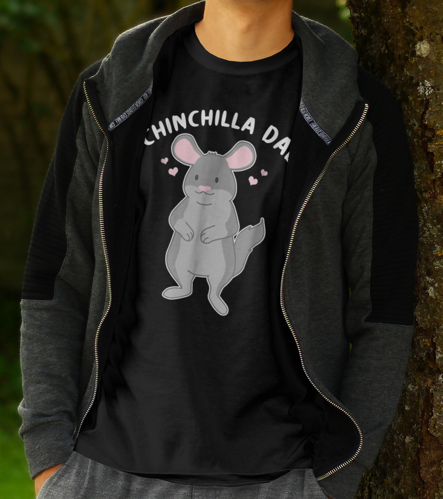Chinchilla Dad Cute Funny Pet Lover With Hearts T-Shirt