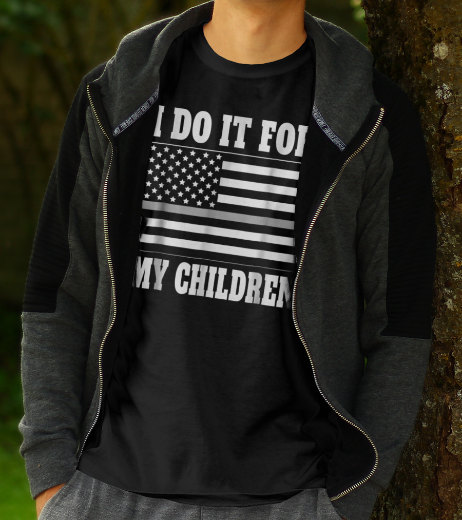 Corrections Officer Dad I Do It For My Children Thin Gray Line Flag T-Shirt