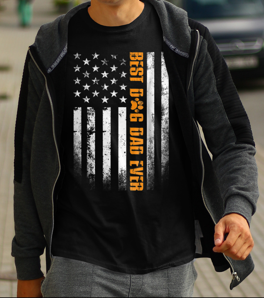Best Dog Dad Ever American Flag Patriotic Tees83 T-Shirt