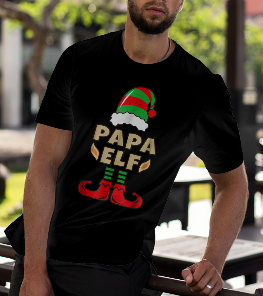 Papa Elf Christmas Elf Hat And Shoes T-Shirt