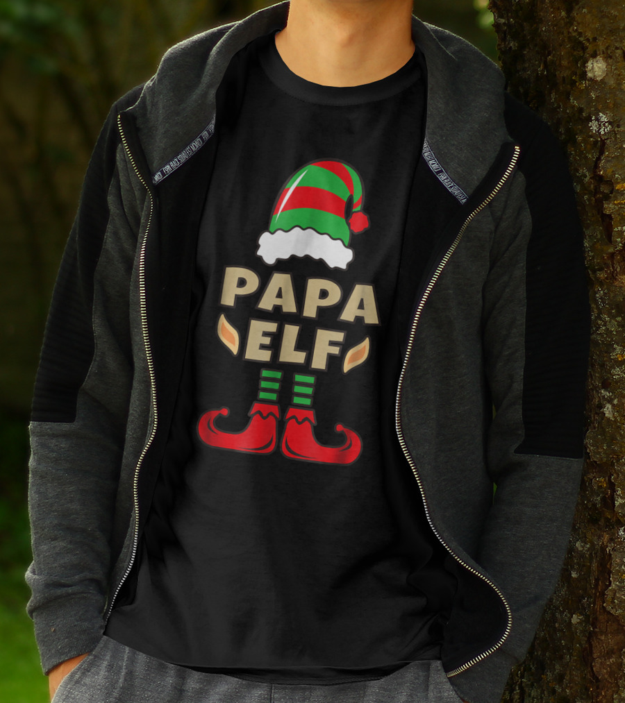 Papa Elf Christmas Elf Hat And Shoes T-Shirt