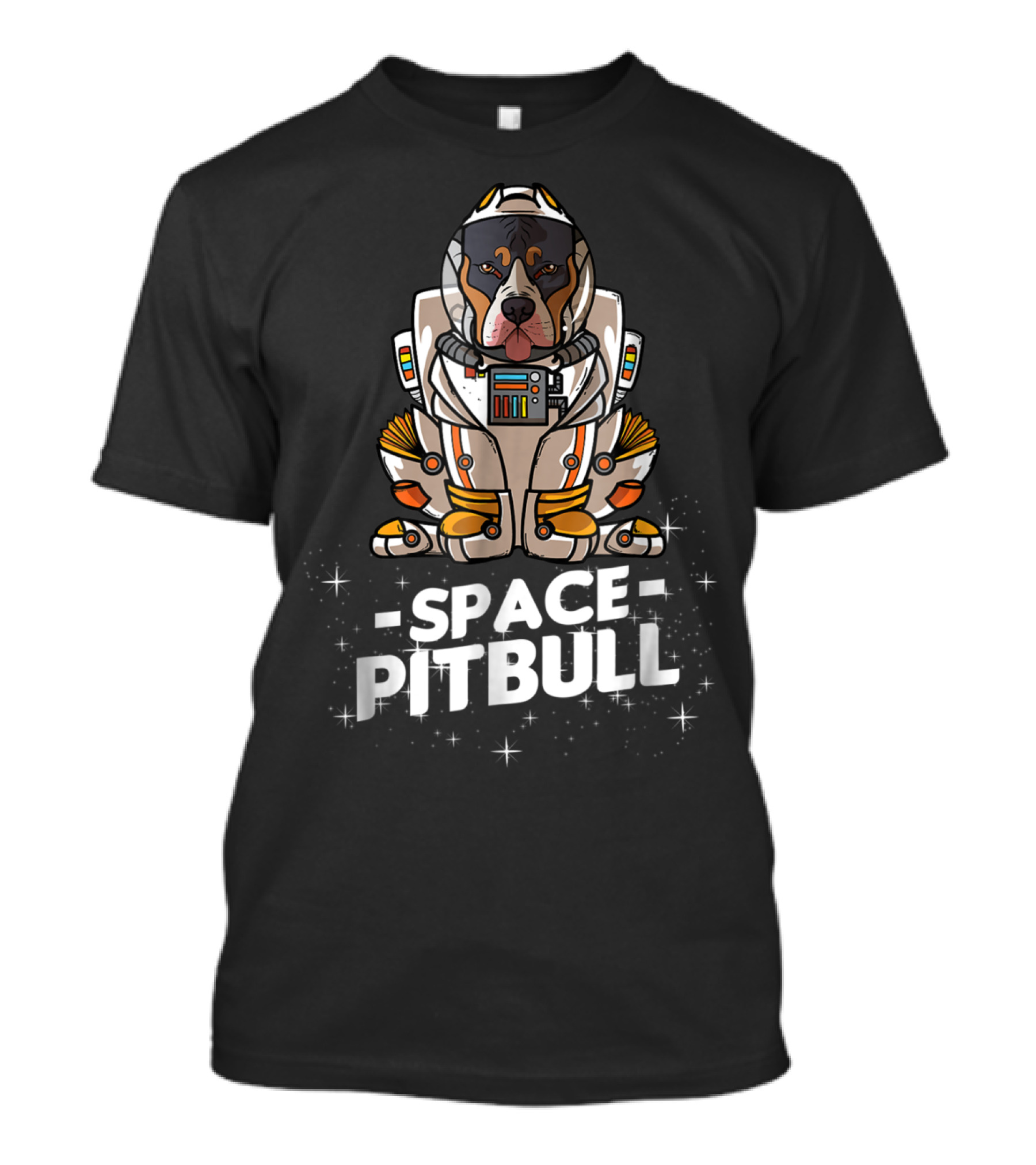 Christmas Space Pitbull In Astronaut Suit With Festive Graphics T-Shirt